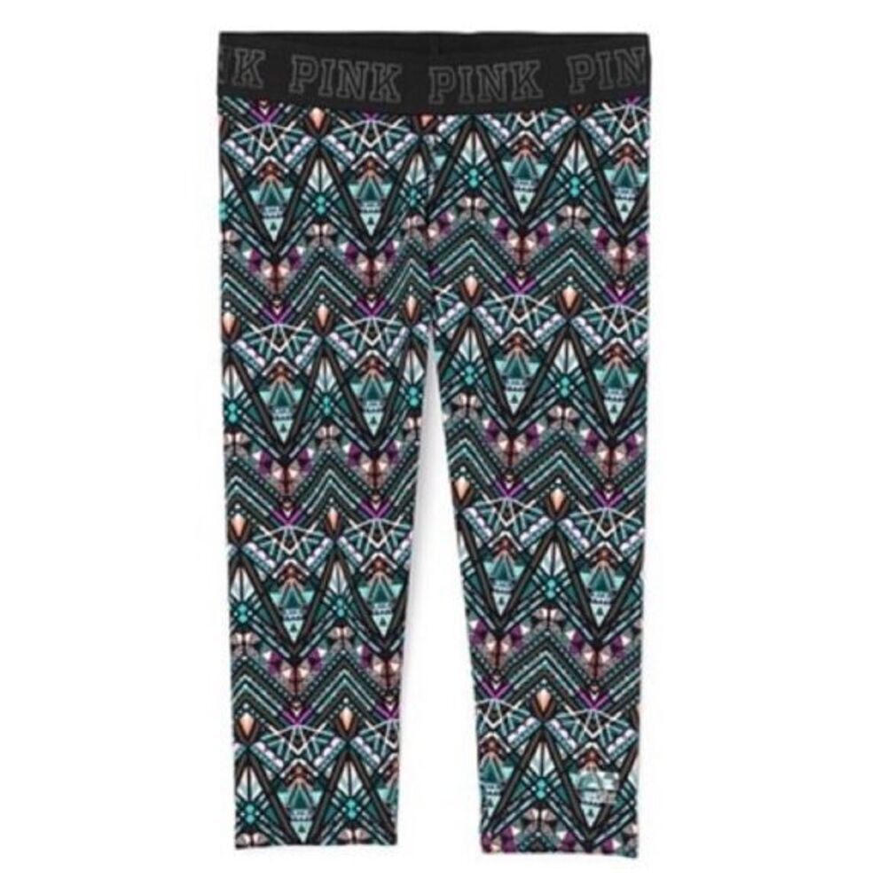 Pink Victoria's Secret Pink Ultimate Leggings Teal Black Geometric XS